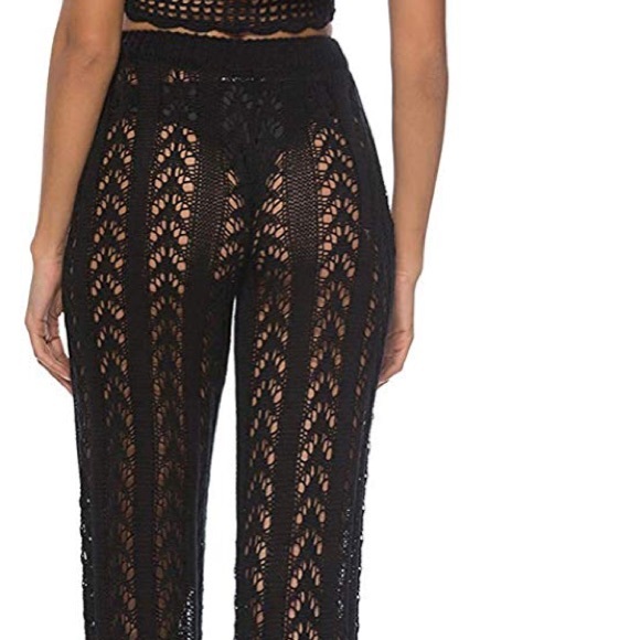 Coverups Pants Sexy Hollow Out Crochet High Waist - Picture 4 of 5